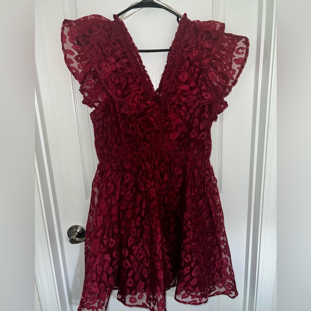Entro Deep Red Lace Dress